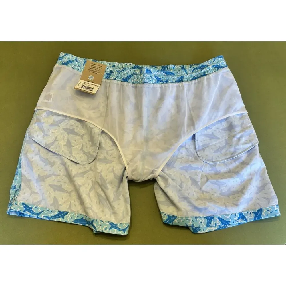 Chubbies The Shark Sides Swim Trunks Blue Shark Print NWT Men’s XXL